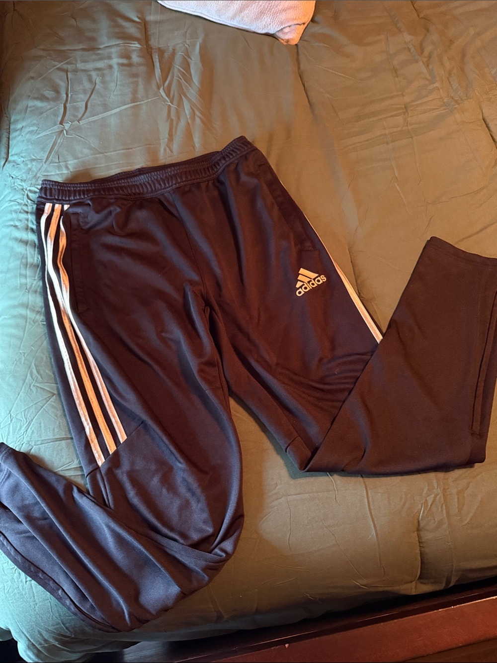 adidas Navy Kids Sweatpants with White Side Stripes